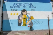 Personas privadas de su libertad en la Unidad 9 de la Plata pintaron un mural de Lionel Messi y quieren que el ídolo lo conozca