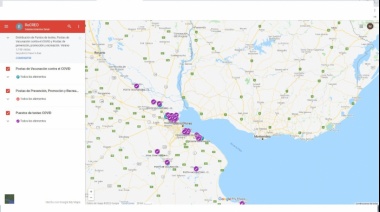 Crearon un mapa con los puntos de vacunación y testeo en distritos turísticos de la provincia de Buenos Aires