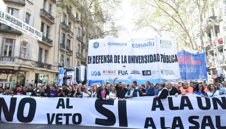 El Senado trata el veto a la ley de financiamiento universitario y el Frente Gremial de La Plata marcha al Congreso