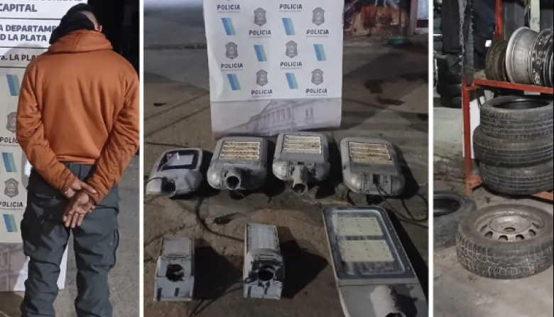 Allanaron dos gomerías y encontraron 14 luminarias que serían del alumbrado público