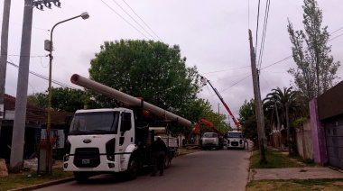 Instalaron columnas de hormigón nuevas en los tendidos troncales de Berisso