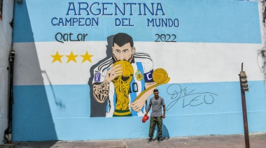 Personas privadas de su libertad en la Unidad 9 de la Plata pintaron un mural de Lionel Messi y quieren que el ídolo lo conozca