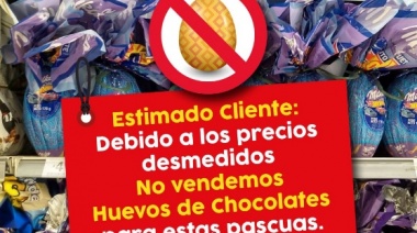 Un supermercado de La Plata decidió no vender huevos de Pascuas "por no encontrar un costo razonable para su venta"